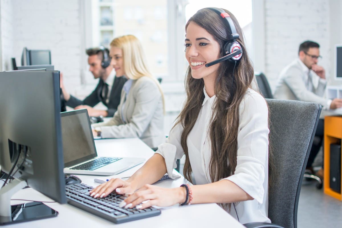 Woman working at call center Woman working at call center