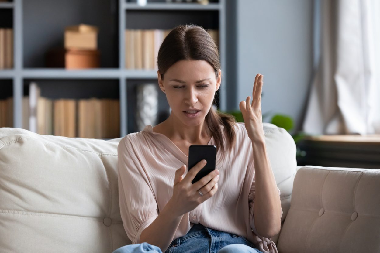 Angry woman because of a abandoned call