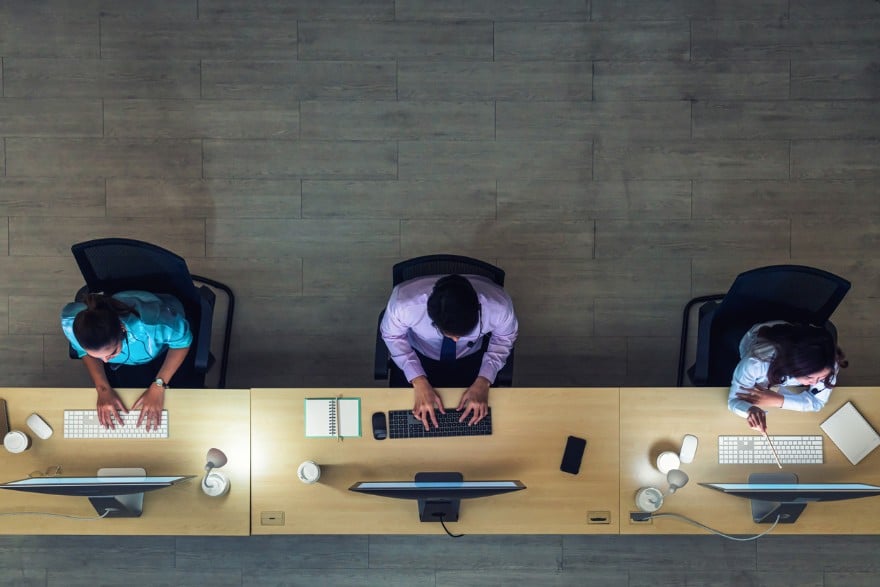 Call center agents working.