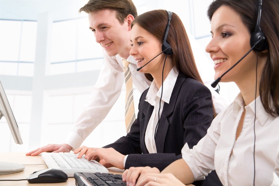 Call agents working hard. 