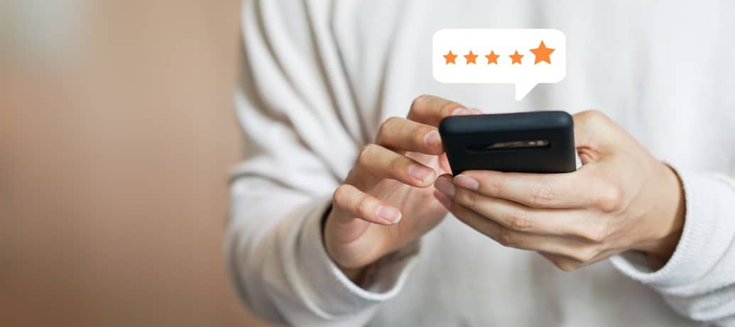 Satisfied customer on the phone.
