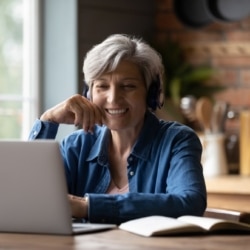 Smiling customer who just got a welcome email.