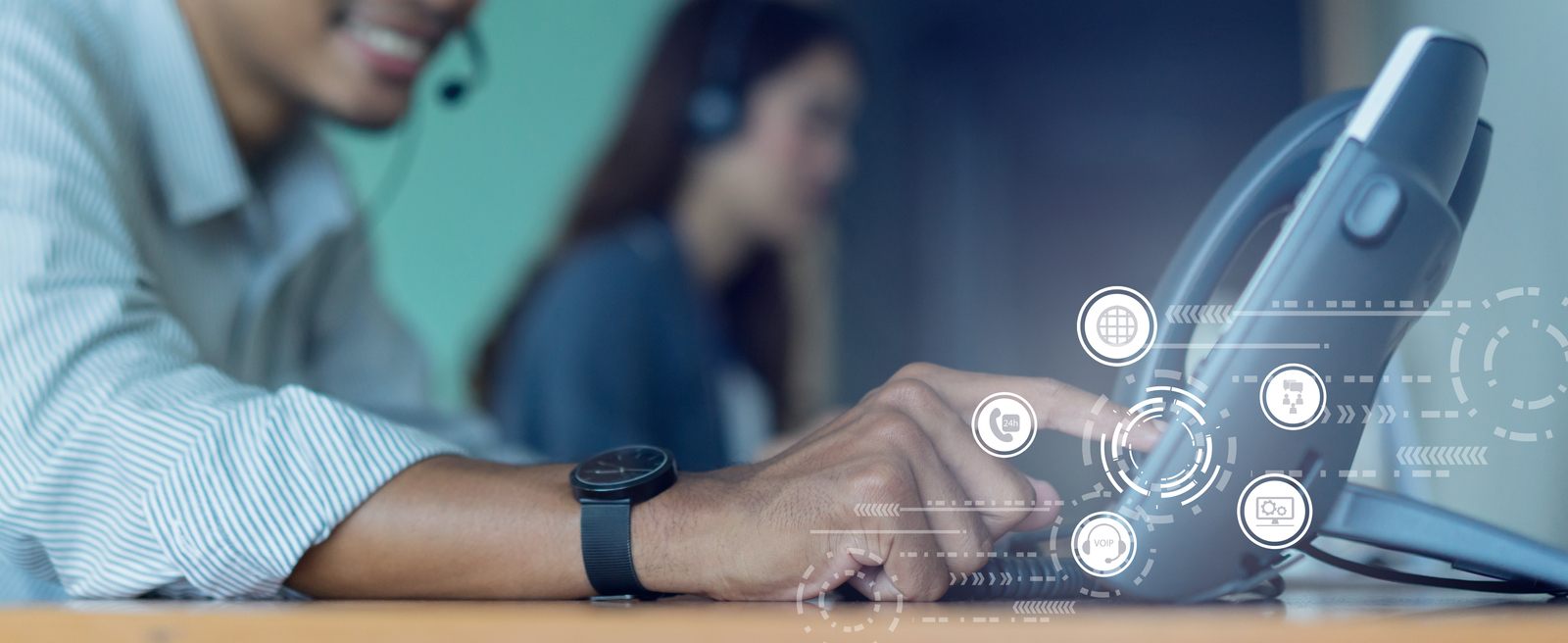 man working with headset