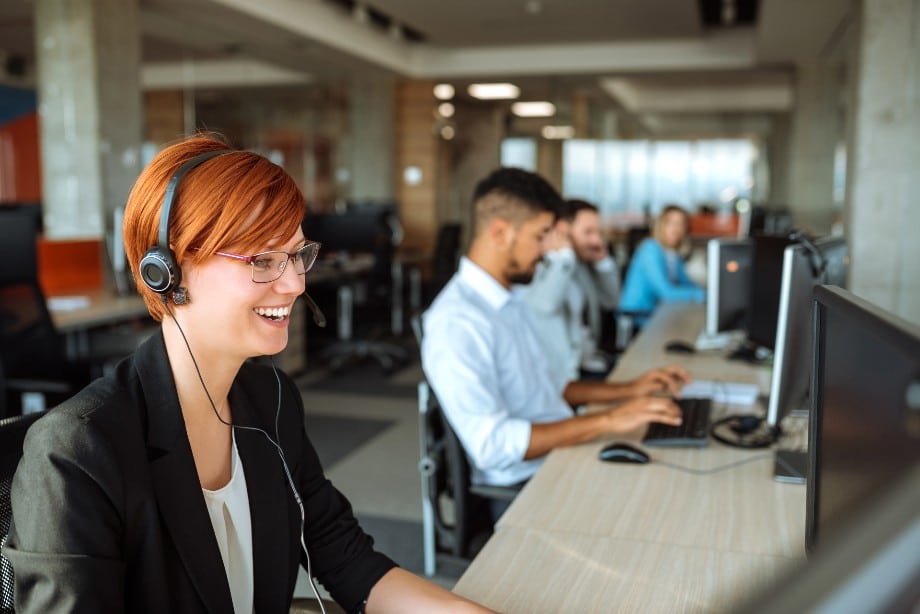 smiling call center agents