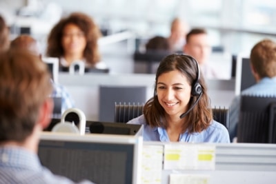 woman in call center office
