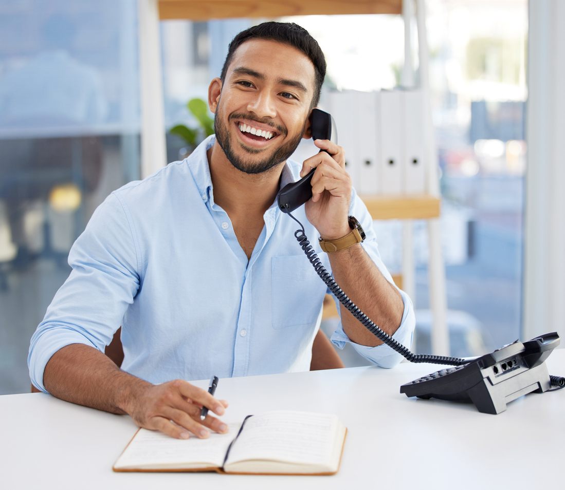 salesman working on sales call