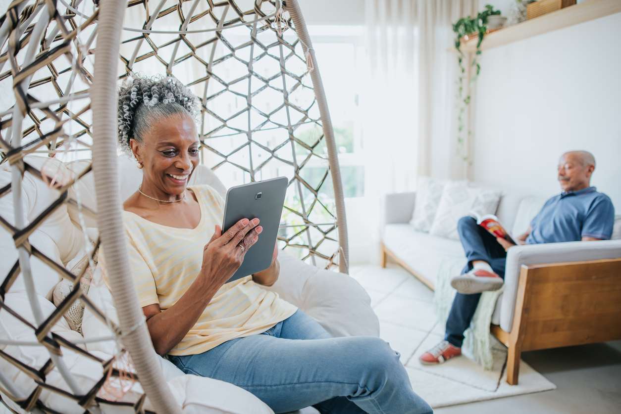 woman making purchases off her iPad