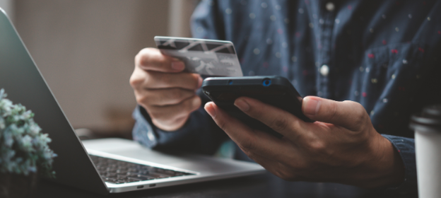Lifestyle image of customer making online purchase