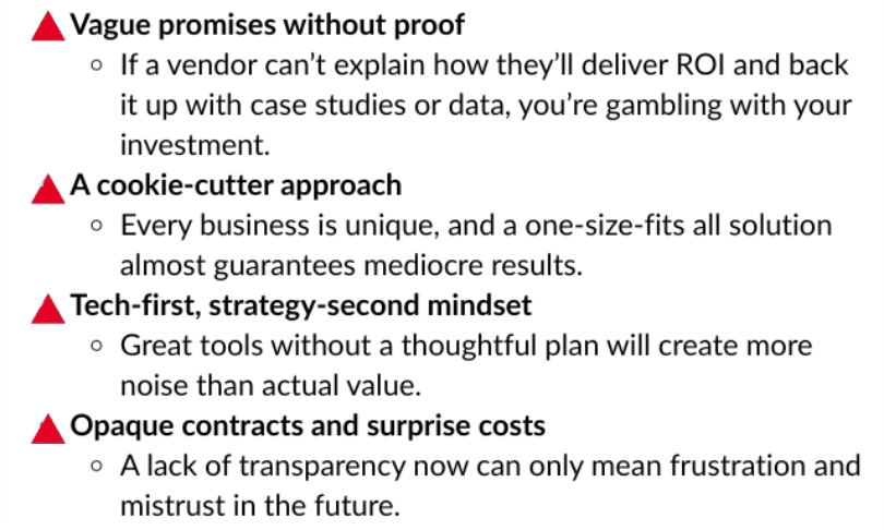 bullet point list image red flags