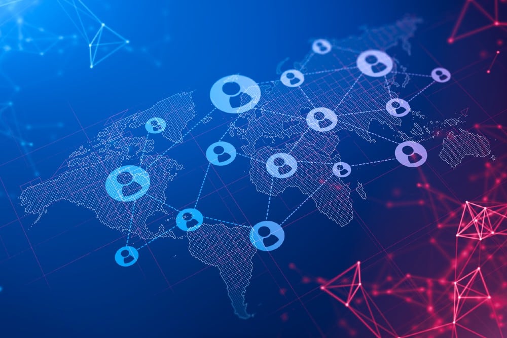 an illustration of a connected world, representing the advantages of BPO