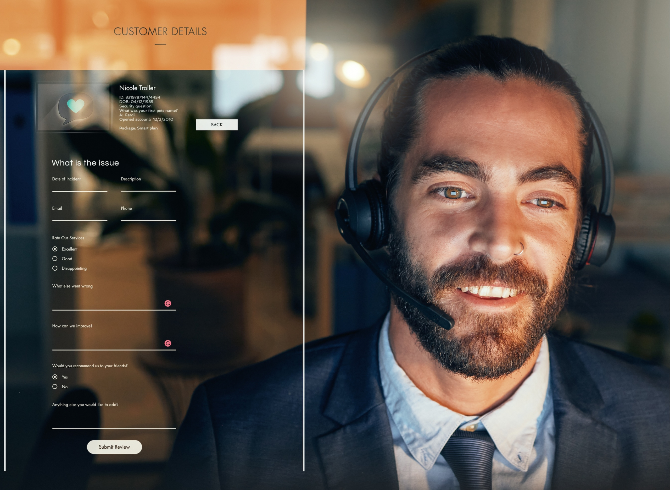 Customer support, web help and tech ux data on a 3d, futuristic hologram with a CRM agent. Call center support worker working on internet client online data for contact us customer service consulting